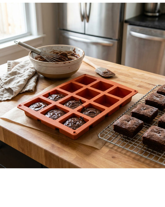 Jmwvd Silicone Brownie Baking Mold Terracotta 12 Cavity