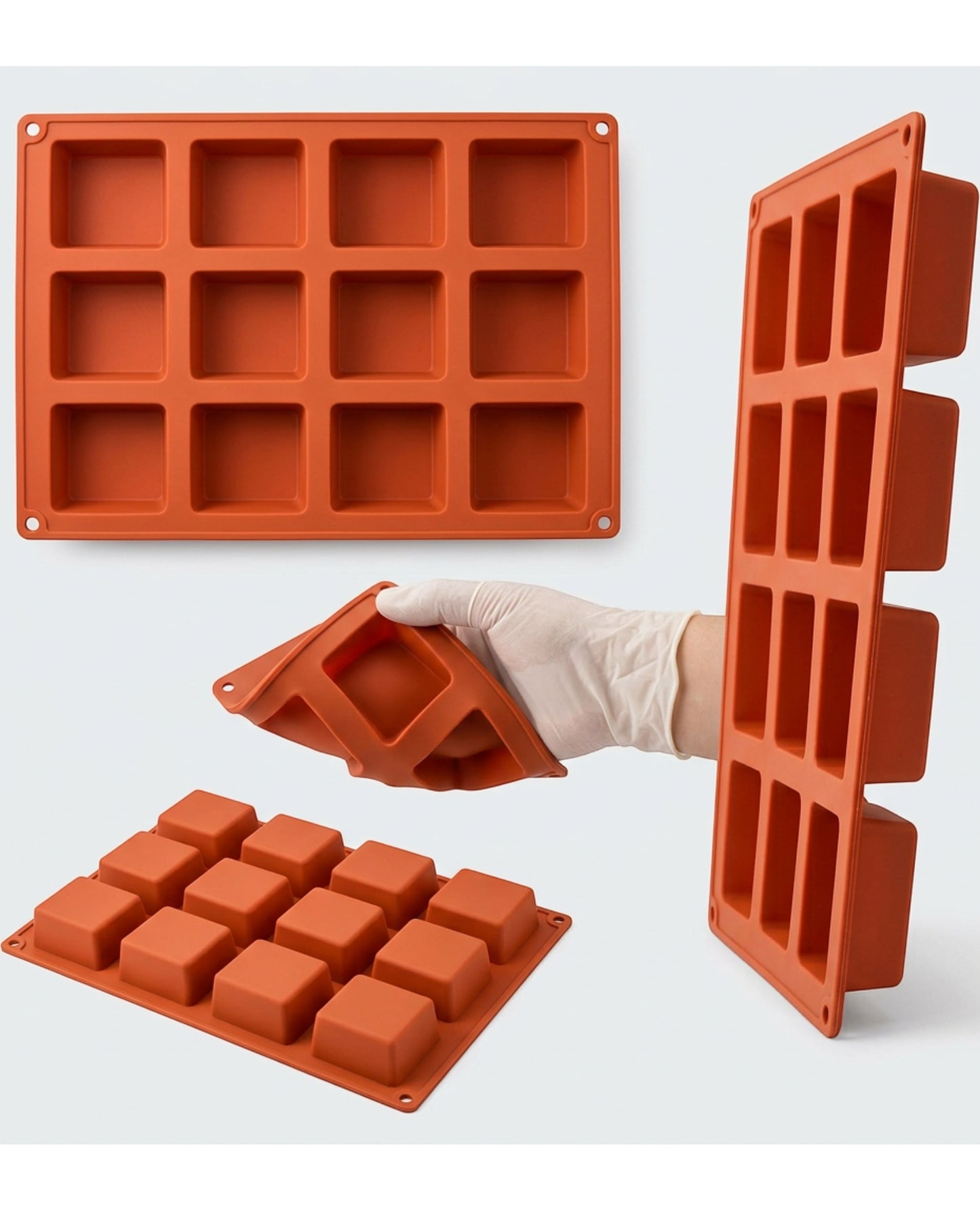 Jmwvd Silicone Brownie Baking Mold Terracotta 12 Cavity