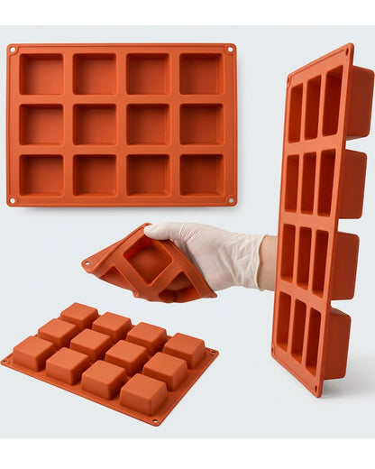 Jmwvd Silicone Brownie Baking Mold Terracotta 12 Cavity
